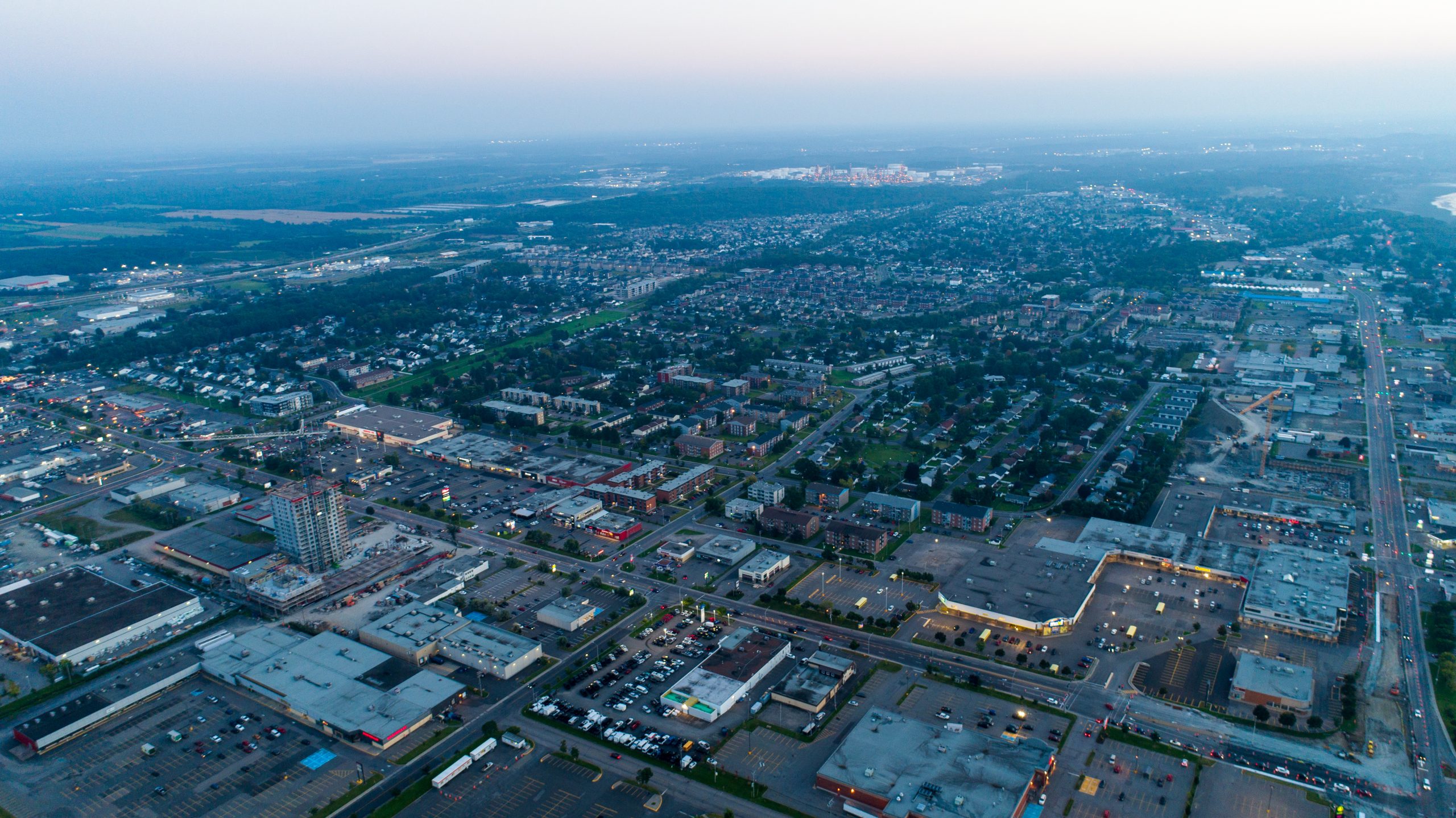 Vue aérienne de la ville de Lévis